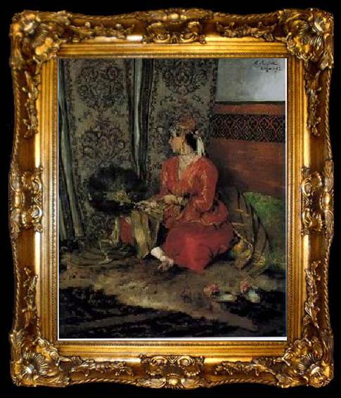 framed  unknow artist Arab or Arabic people and life. Orientalism oil paintings  225, ta009-2